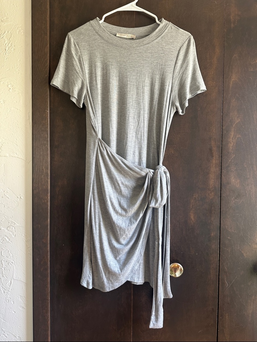 Nordstrom Light Gray Tie-Front Midi Dress